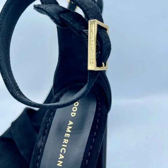 New  Good American Suede Platform Sandals Size 10 - Picture 15 of 17